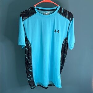 Under Armour Men's Light Blue and Black Athletic Tee